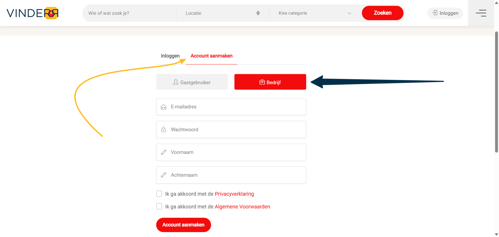 Bedrijf - Hoe werkt het? vinderr_account_aanmaken_2