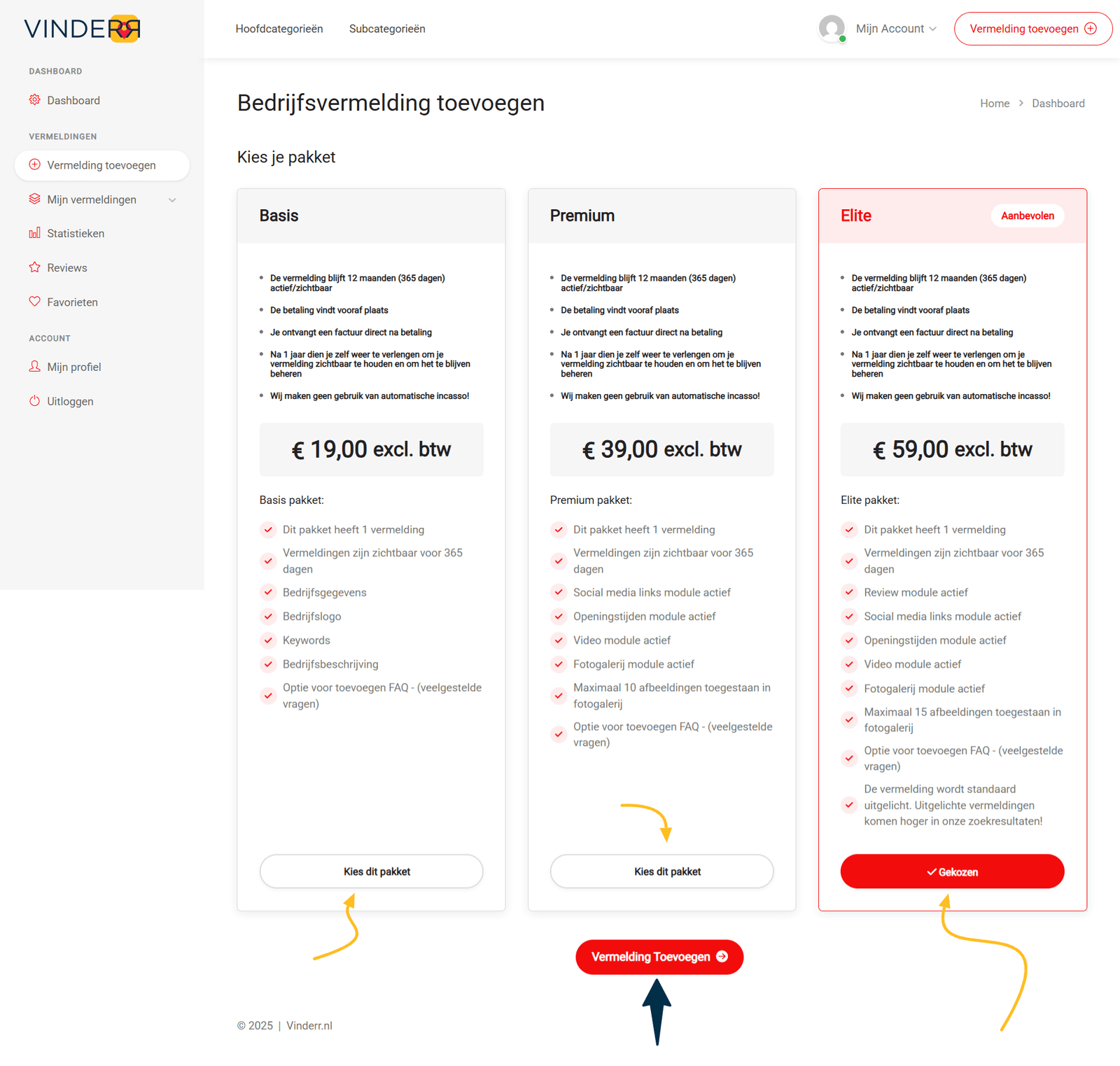 Bedrijf - Hoe werkt het? vinderr_dashboard_kies_pakket