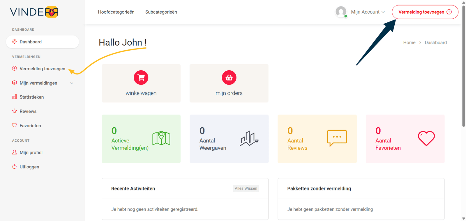 Bedrijf - Hoe werkt het? vinderr_dashboard_vermelding_toevoegen