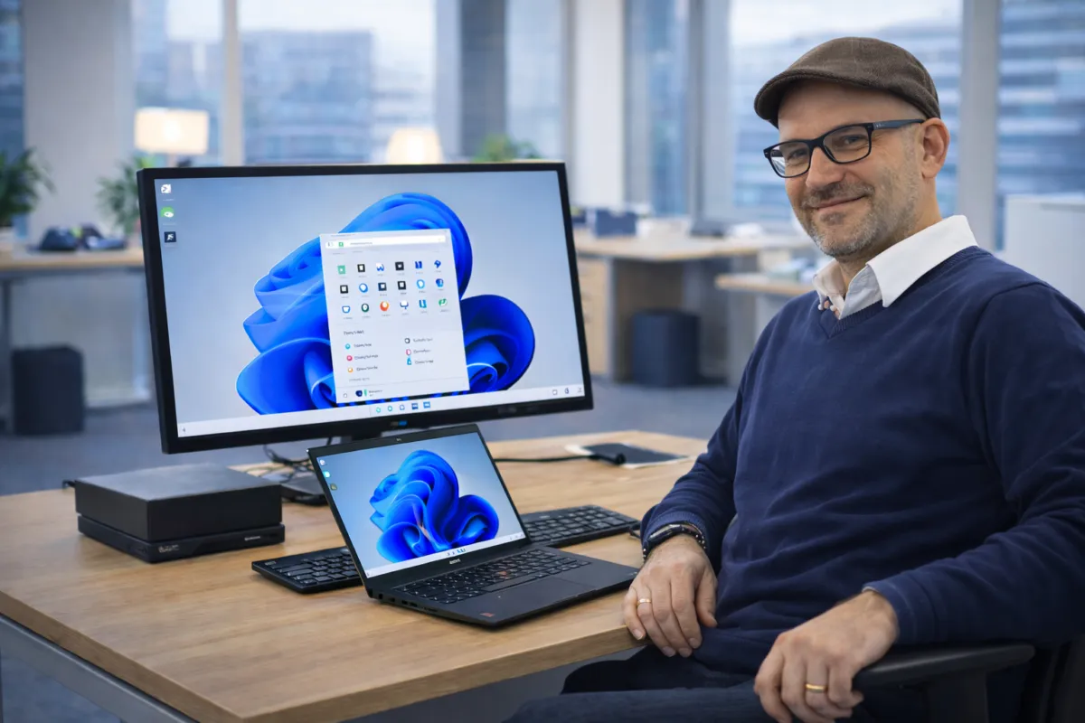 Een IT-expert van Quickly ICT voert een reparatie uit aan een computer van een klant.